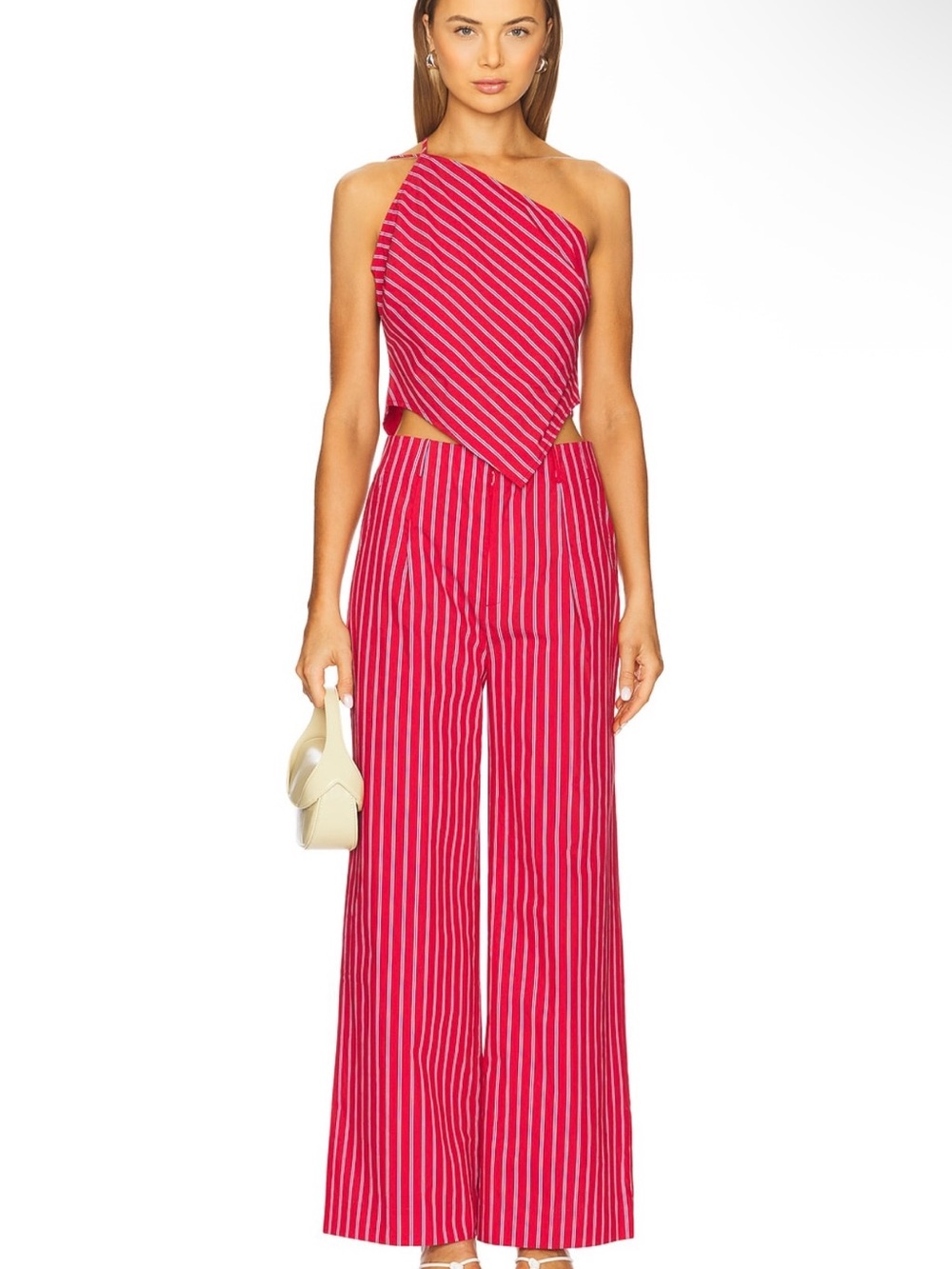 Striped Red Wide-Leg Jumpsuit